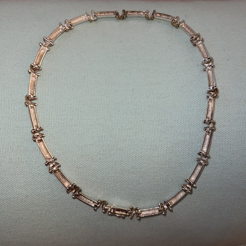Silver Necklace with Gold X’s, FAS - Picture 3 of 5